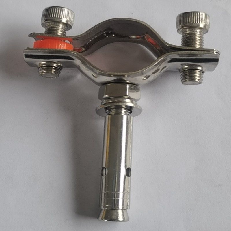 304不锈钢M8*60带膨胀螺丝固定管道管夹管卡管支架PVC卡夹托架