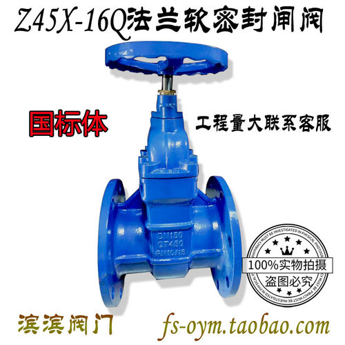 Z45X软密封法兰闸阀球墨铸铁弹性座消防自来水法兰暗杆阀门开关