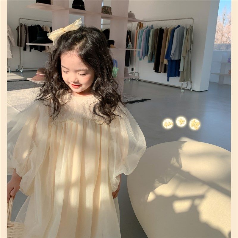女童连衣裙2023春装宝宝生日礼服公主裙花童裙子仙女网纱裙宫廷风