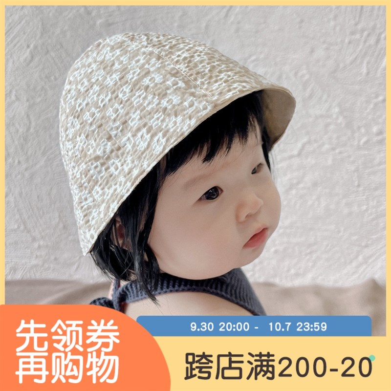 婴儿帽子春秋薄款双面防晒儿童盆帽男女宝宝遮阳渔夫帽太阳帽夏天