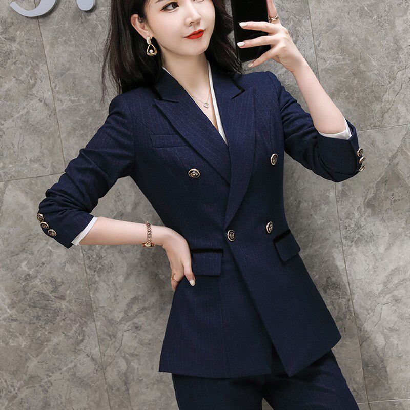 秋冬新款职业装女西装套装时尚气质大码正装工作服大学生面试西服