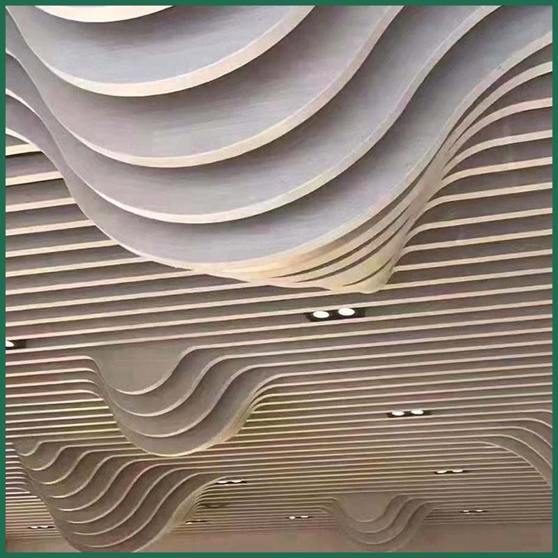 木纹铝方通悬吊h式天花板铝合金方管铁格栅长条铝天花U型槽顶阳台