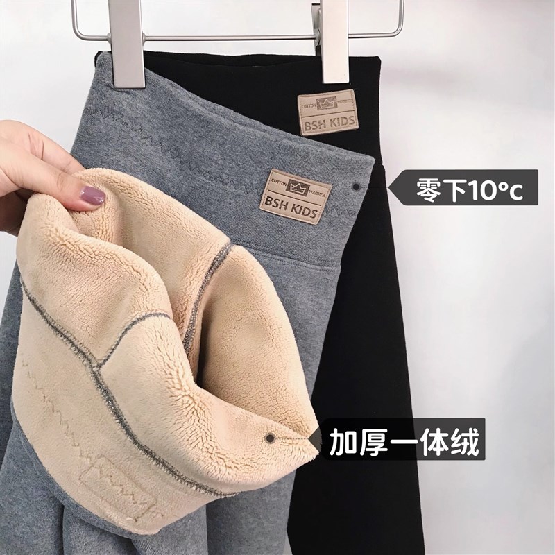 儿童打底裤冬季新款韩版女童宝宝一体绒加绒加厚外穿修身保暖长裤