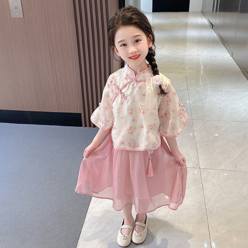 女童夏款国风汉服纱裙两件套2024新款儿童女孩夏季古风唐装旗袍裙