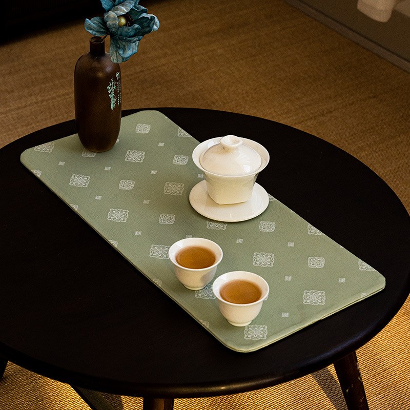 西阵织超纤布茶席桌布桌旗茶x垫杯垫中式防水干泡丝绸锦缎主人桌
