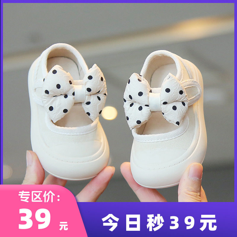 女宝宝帆布鞋软底婴儿鞋子春秋季小童学步鞋女童休闲款板鞋童鞋