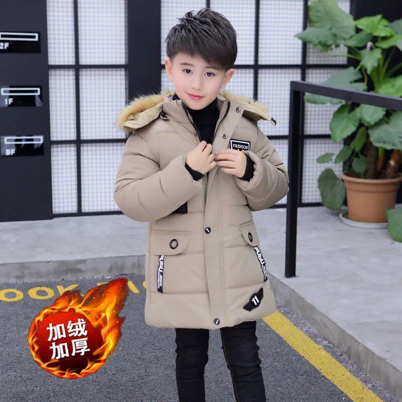 男童棉衣儿童外套冬季新款中长款男孩棉袄加绒加厚冬装小孩棉服潮