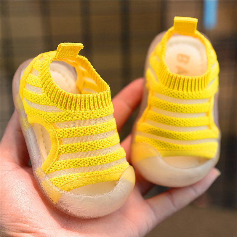 夏季女宝宝鞋子0飞织婴儿凉鞋1一2岁小童男孩透气防滑软底学步鞋