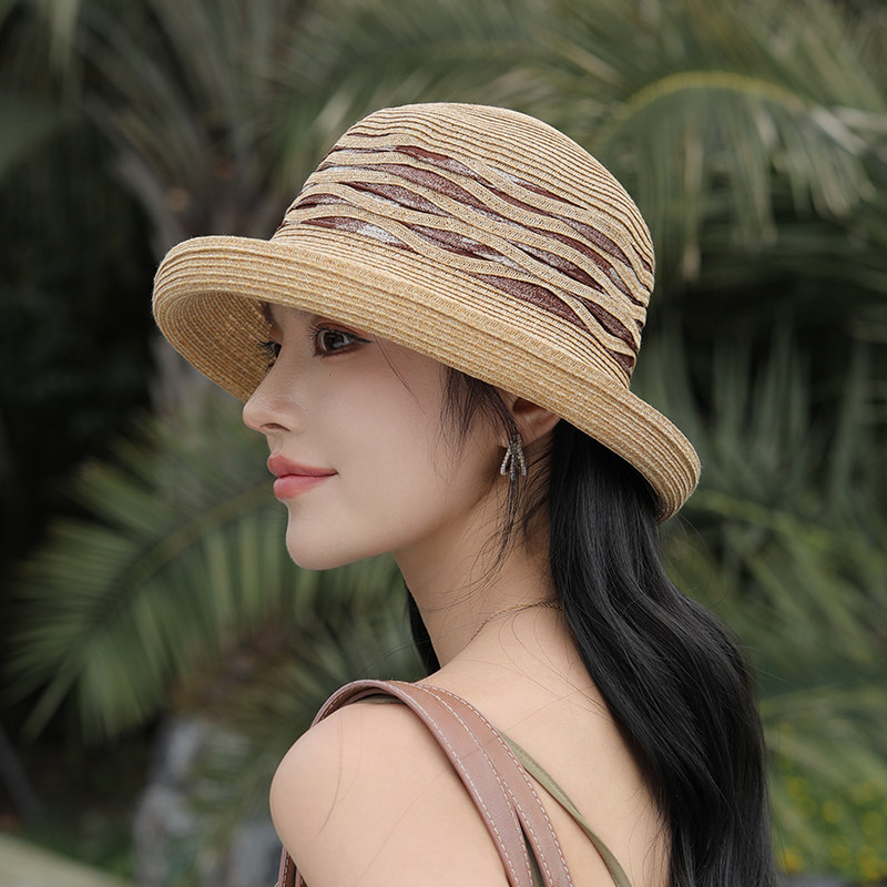 太阳帽女款防晒夏季女士洋气小盆帽时尚海边新款草帽女式遮阳凉帽