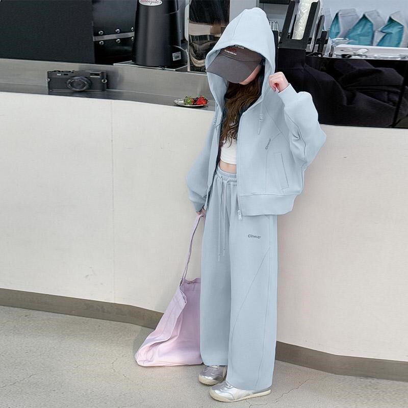 女童春装2025新款套装时髦洋气运动儿童连帽卫衣两件套小女孩衣服