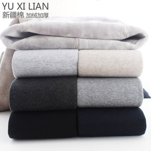 袜日系踩脚外穿保暖棉裤 女士加绒连裤 连脚秋冬季 竖条纹加厚打底裤