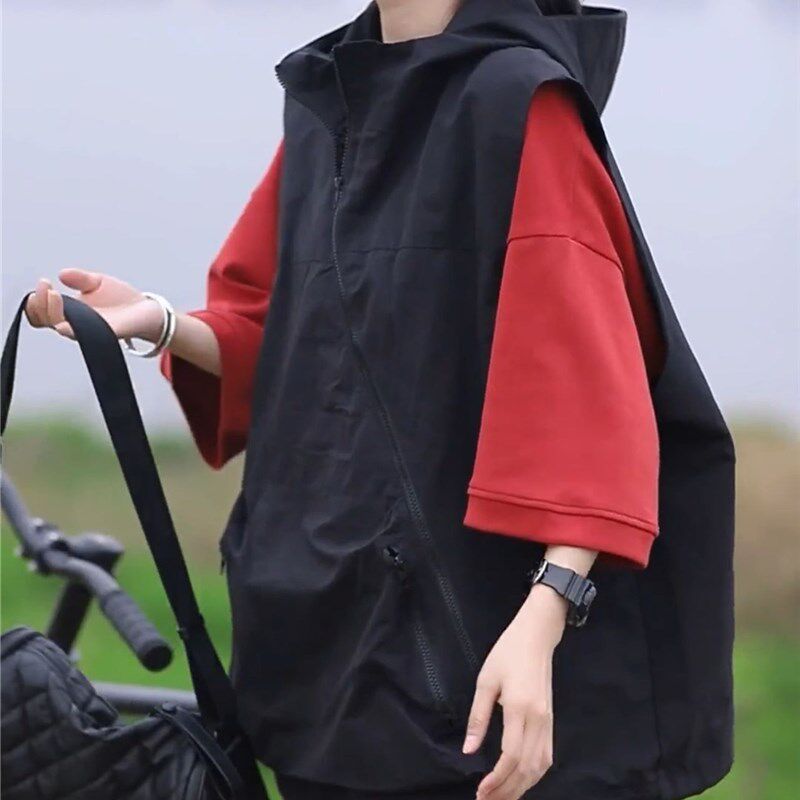 欧货马甲女薄款叠穿马夹2023新款宽松冲锋衣外套小个子背心外搭