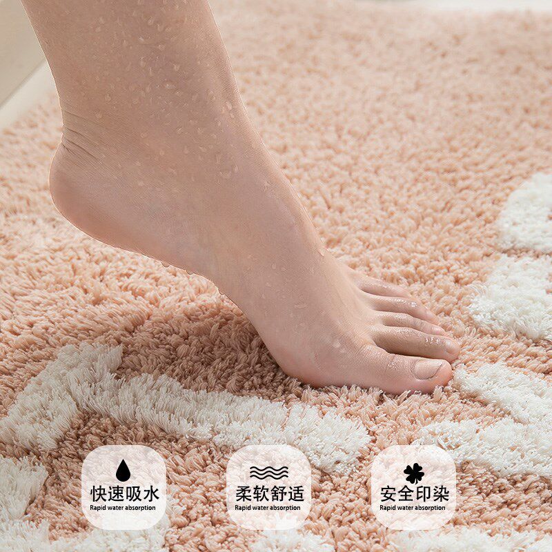 浴室地垫卫生间吸水防滑现代简约纯棉家用脚垫加厚卧室地毯垫