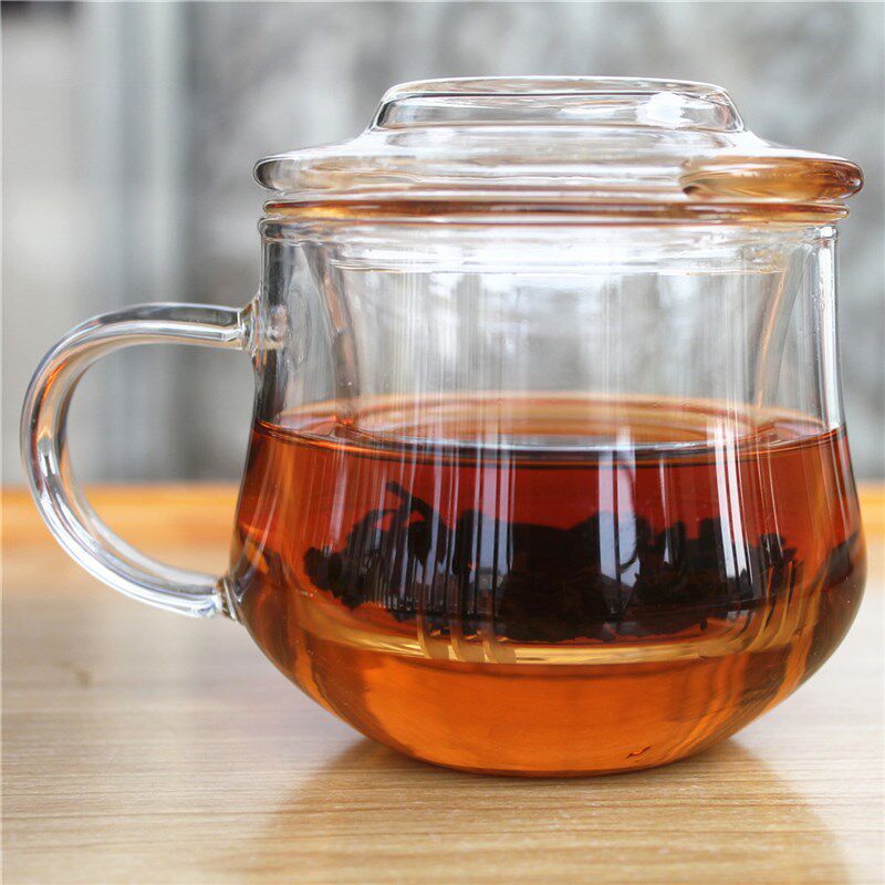 加厚三件式过滤玻璃泡q茶杯个人带盖茶水分离杯耐热花茶杯小茶壶