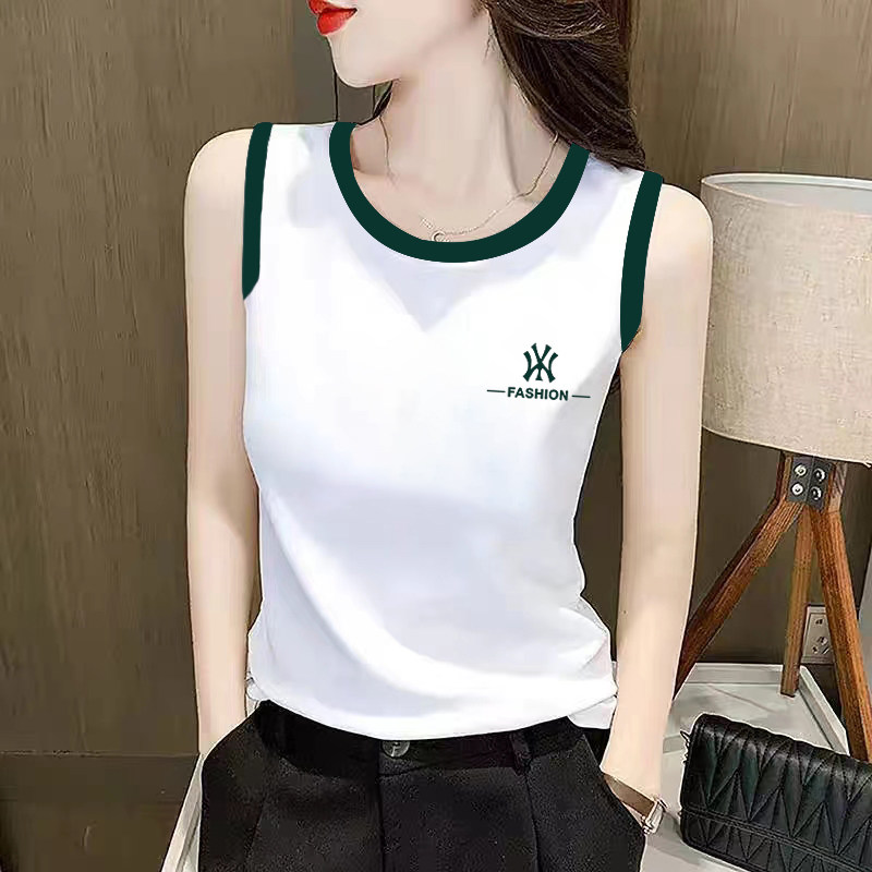2024年新款夏季白色纯棉吊带背心女内搭修身法式别致美背外穿上衣