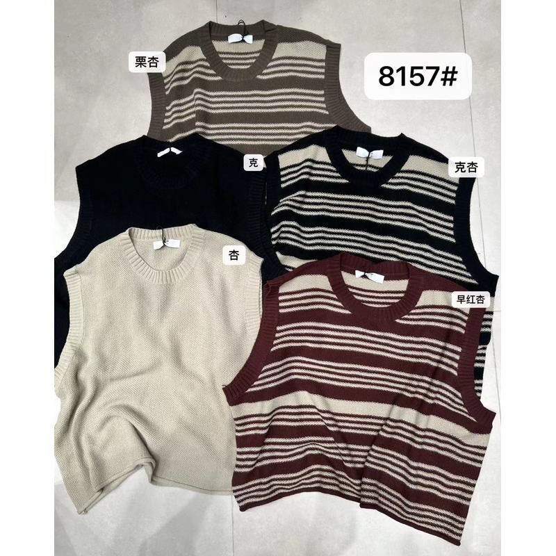 小王家8157秋季韩版宽松大码胖mm休闲复古慵懒风圆领针织背心马甲