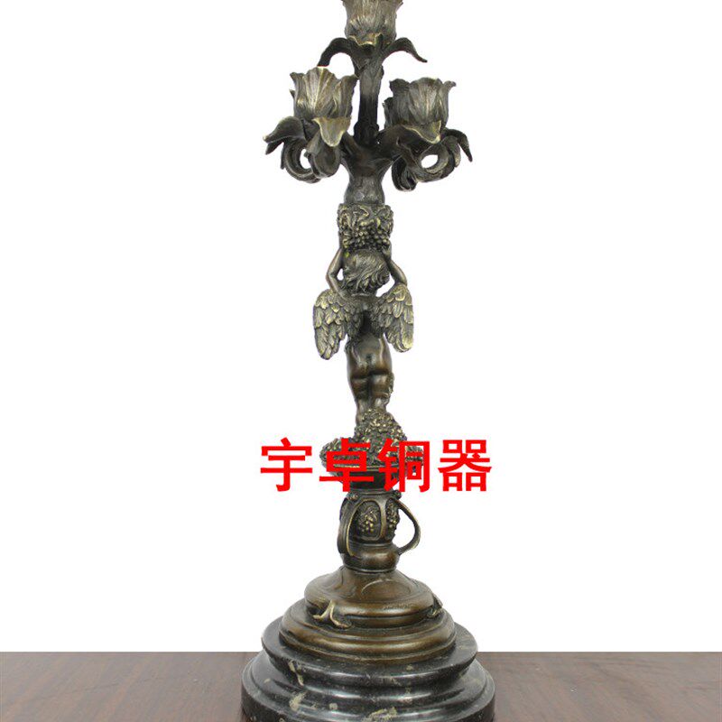 宇卓铜器 纯g铜欧式5头烛台 高档别墅家居装饰 铜蜡台工艺品摆件