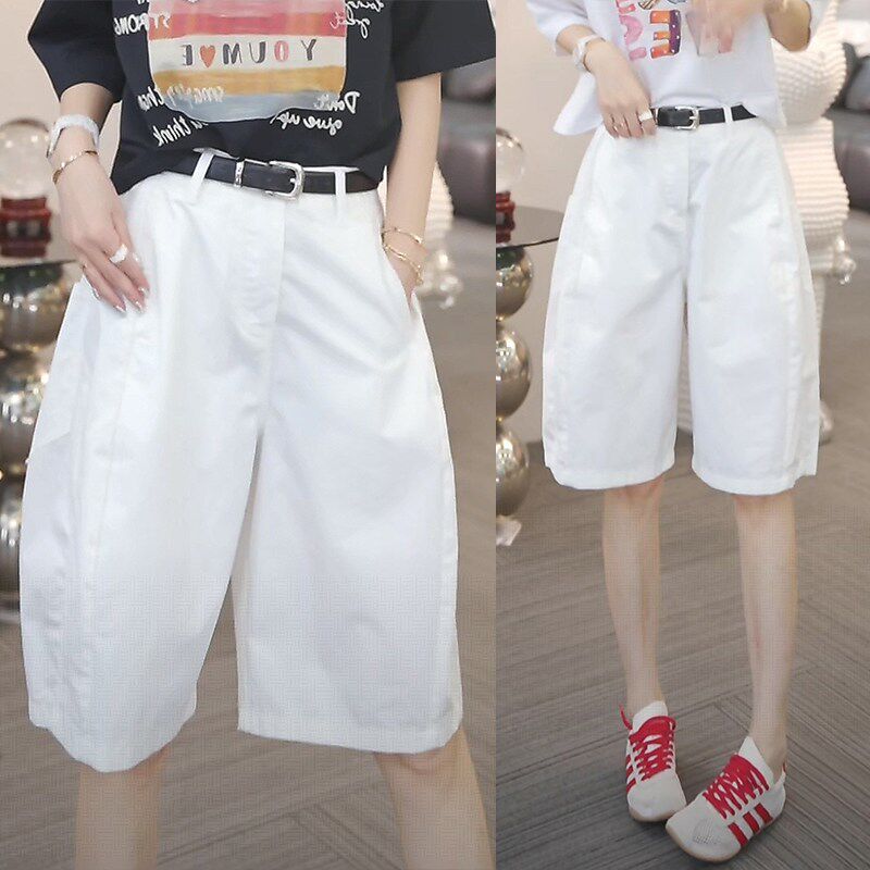 设计感休闲五分直筒裤女2025夏季新款爆款小个子宽松显瘦工装裤子