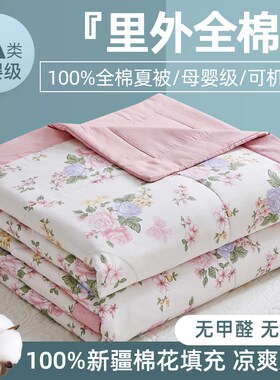 A类里外夏凉被可机洗水洗夏被空调被10M0全棉夏季棉花被薄被子