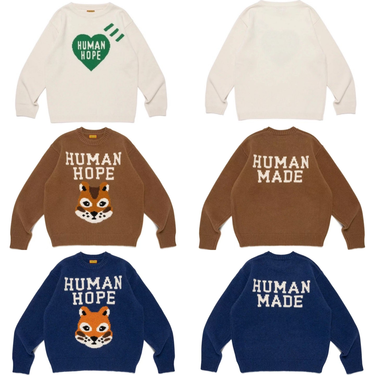 潮牌human日系复古圆领毛衣