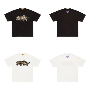 T恤 圆领短袖 圆筒竹节棉 现货金钱豹猎豹爱心日系复古夏季