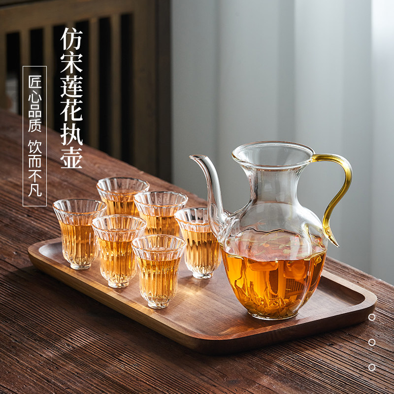 仿宋玻璃壶过滤宋壶泡绿茶专用茶具小茶壶K执壶红茶泡茶器茶杯套