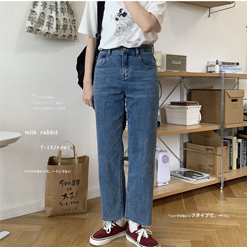 大码牛仔裤女2024秋冬新款胖妹妹宽松显瘦直筒九分裤微胖女生穿搭