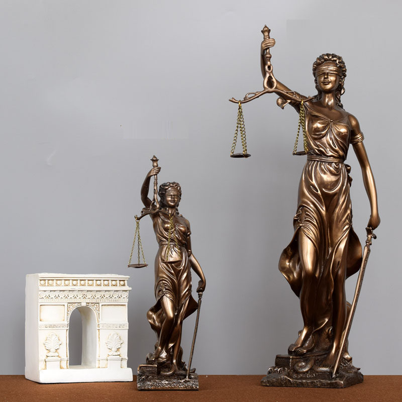仿铜正义公平公正女神雕塑雕v像司法院律师事务所天平法律摆件礼