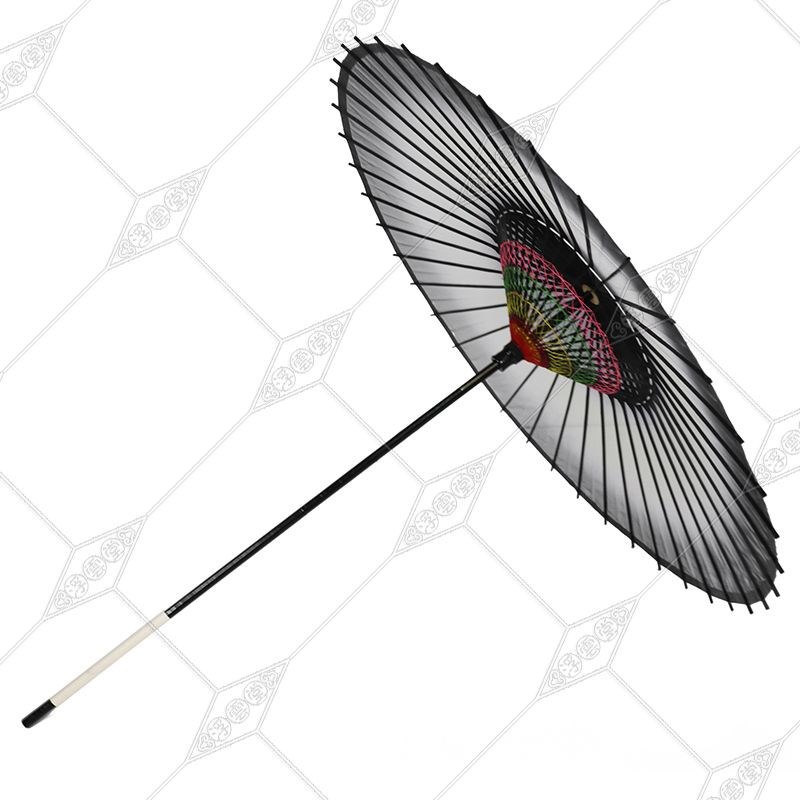 新中式伞网红长柄伞古风民族风伞真丝渐层灰古风伞防雨防晒油纸伞