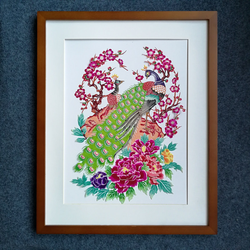 彩色剪纸手工剪h纸窗花中国风装饰画挂画玄关入户客厅沙发背景吉