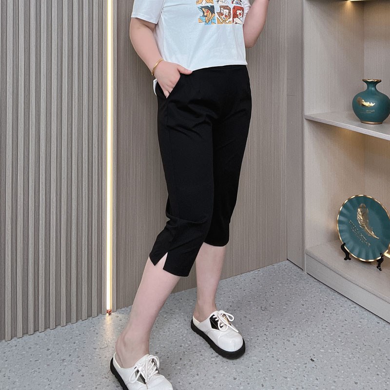 七分裤女夏季薄款2024新款胖妹妹mm大码冰丝女裤子休闲弹力哈伦裤