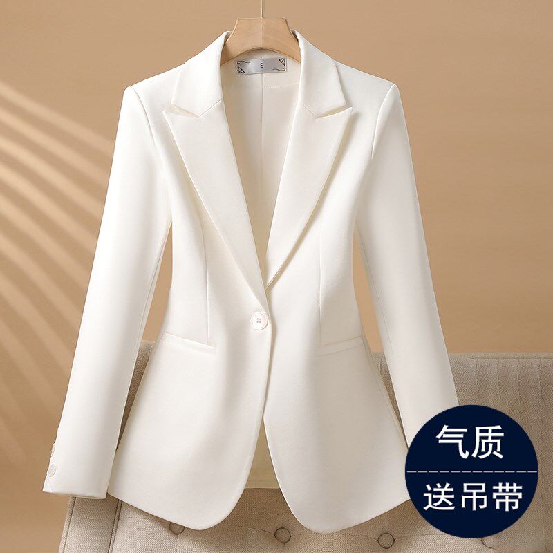 白色西装外套女春秋休闲气质职业装上衣修身超好看小个子西服冬季