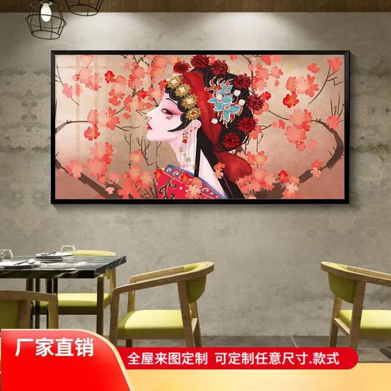 京剧中式人物脸谱国潮装饰画饭店餐厅挂画L川剧餐馆火锅店墙上壁