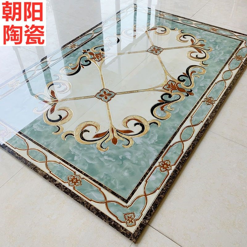 拼花地砖800x800 微晶石抛晶砖客厅餐厅造M型高档入户玄关拼花瓷