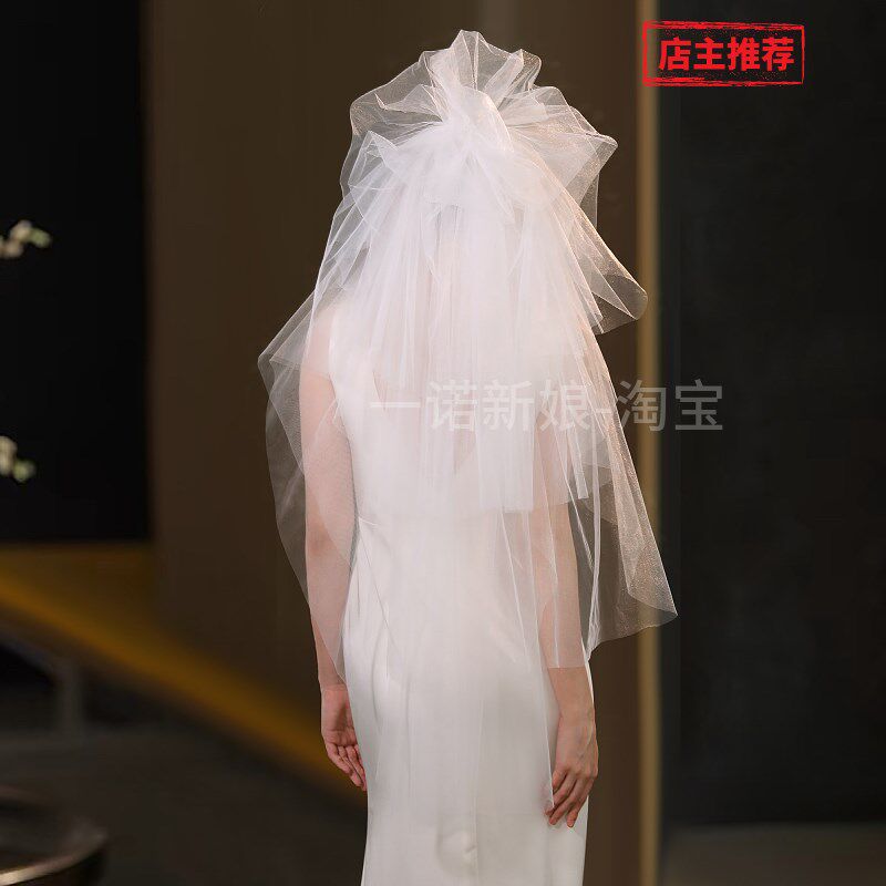 新娘结婚旅拍照头纱影楼化妆师跟妆造型纱多层硬网Z抓泡蓬蓬纱