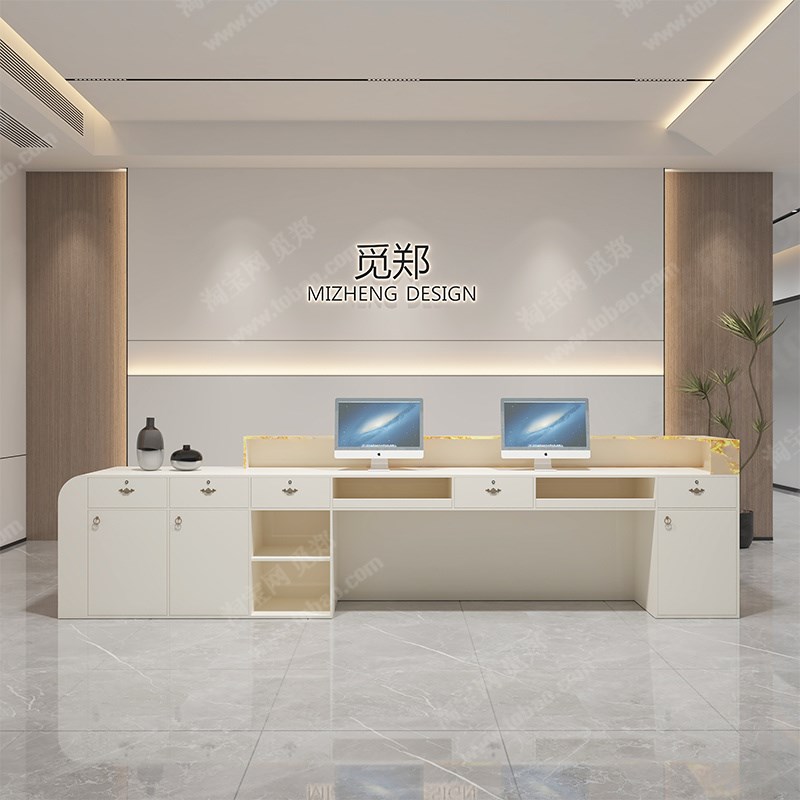 简约物业柜d台学校接待台烤漆收银台办公室吧台桌公司酒店前台接