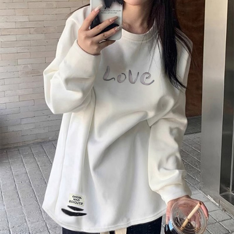 中长款可外穿磨毛加厚打底衫2025秋冬破洞设计感长袖t恤女装上衣