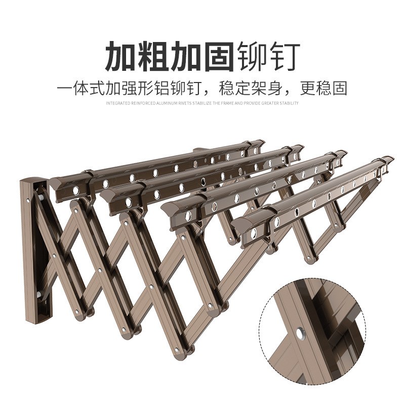 户外伸缩折叠晾衣架轻松晒衣w免打孔衣架手动推拉式阳台多杆晾衣