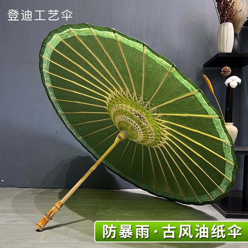 素色手工传统油纸伞女古风防雨防晒实用汉服伞中国风装饰桐油纸伞