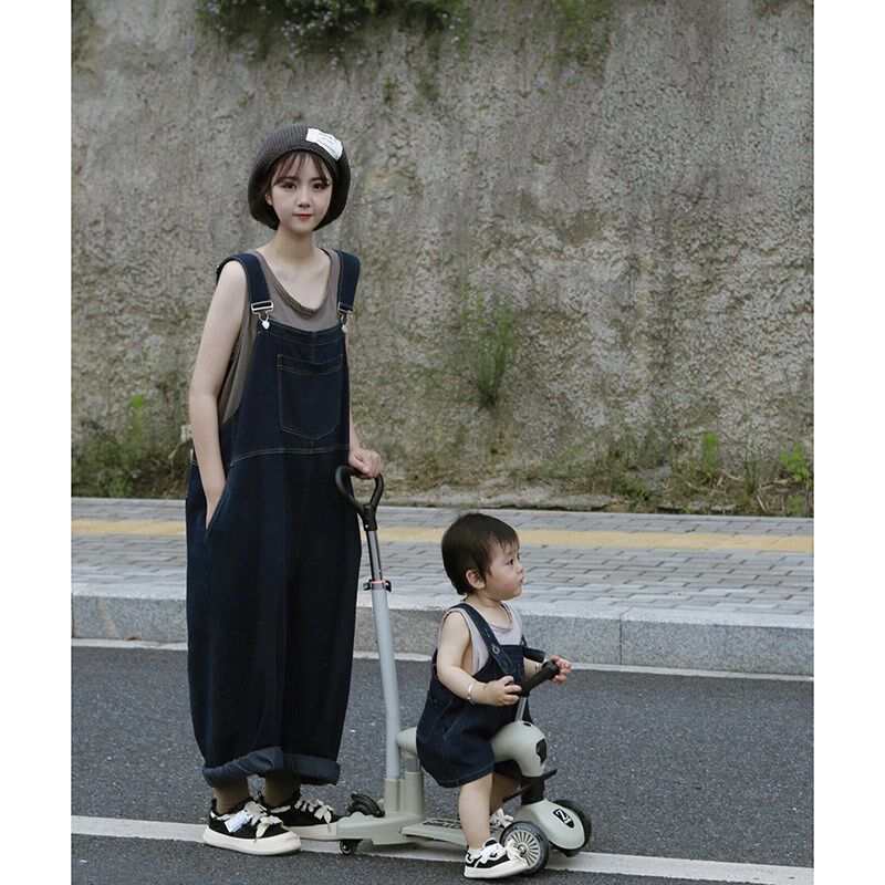 特别的亲子装母女母子装2024新款亲G子牛仔背带裤时髦洋气高级感