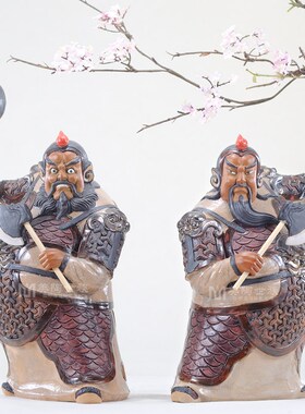 陶瓷工艺品开业商务礼品门客D厅电视酒柜饰品门神中式摆件