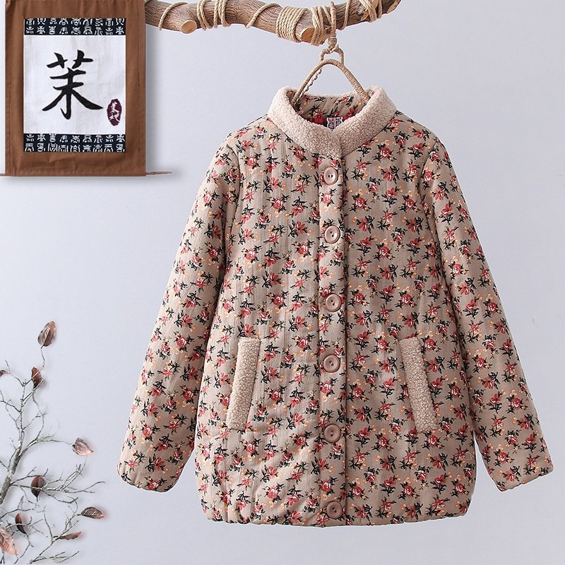 妈妈2023冬季新款加绒加厚洋派小棉衣50岁中老年女装短款棉服外套