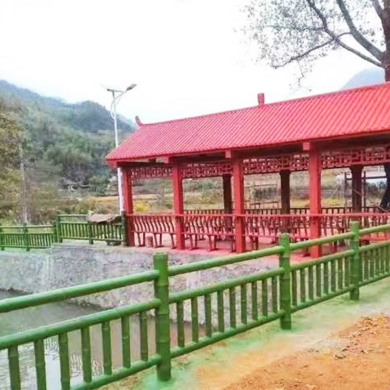 学校市政道路安全防护围栏 景区园林河J道仿竹栅栏 水泥仿竹护栏