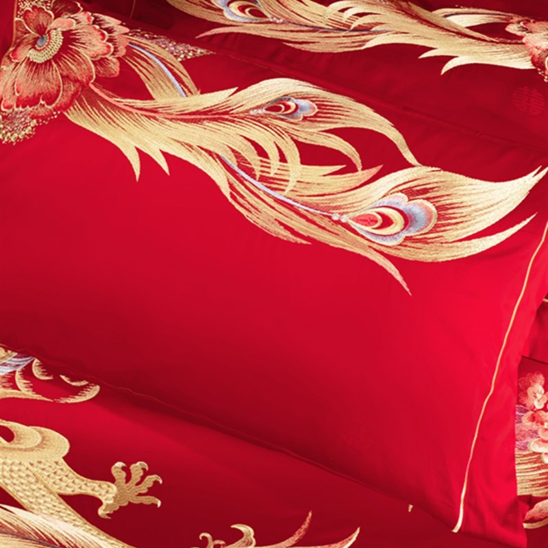 婚礼四件套,新婚纯l棉九件套,婚礼嫁妆,龙凤被套,婚礼被套,订婚八