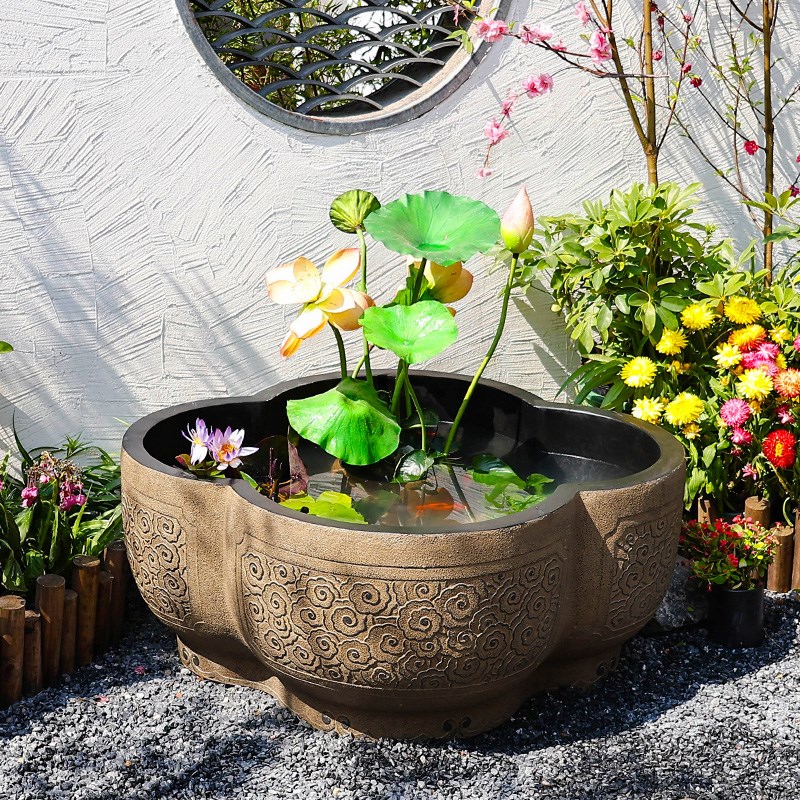 庭院花园流水鱼池室外露台循环水系摆件大型鱼缸T造景布置喷泉水