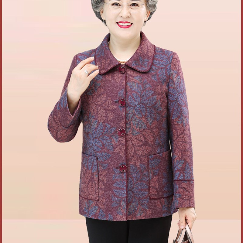 中老年人春装外套女奶奶长袖上衣老太太老人衣服妈妈秋季夹克