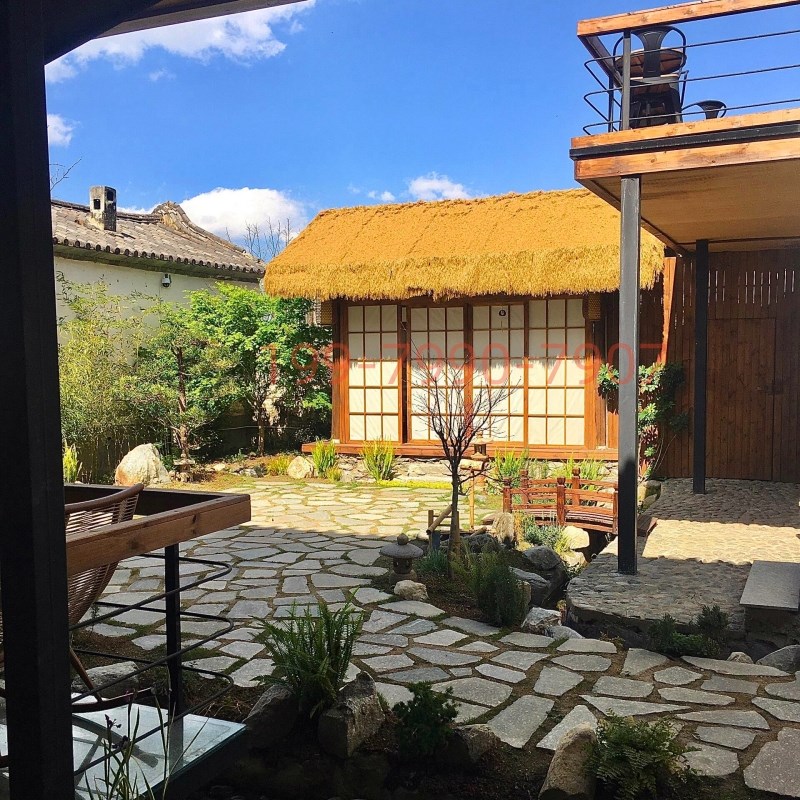 网红木屋户外茅草凉亭民宿u庭院小木屋别墅花园茶室实木中式小房
