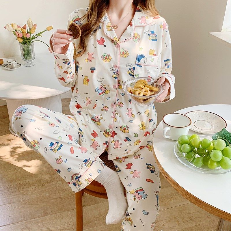 带胸垫纯棉月子服春秋冬季产后产妇孕妇睡衣哺乳喂奶衣夏季家居服