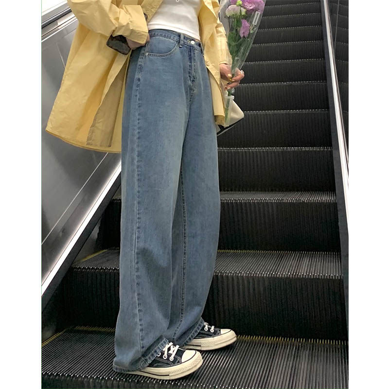 胖mm夏季高腰显瘦大码阔腿牛仔裤女遮胯腿粗微胖穿搭垂感直筒长裤