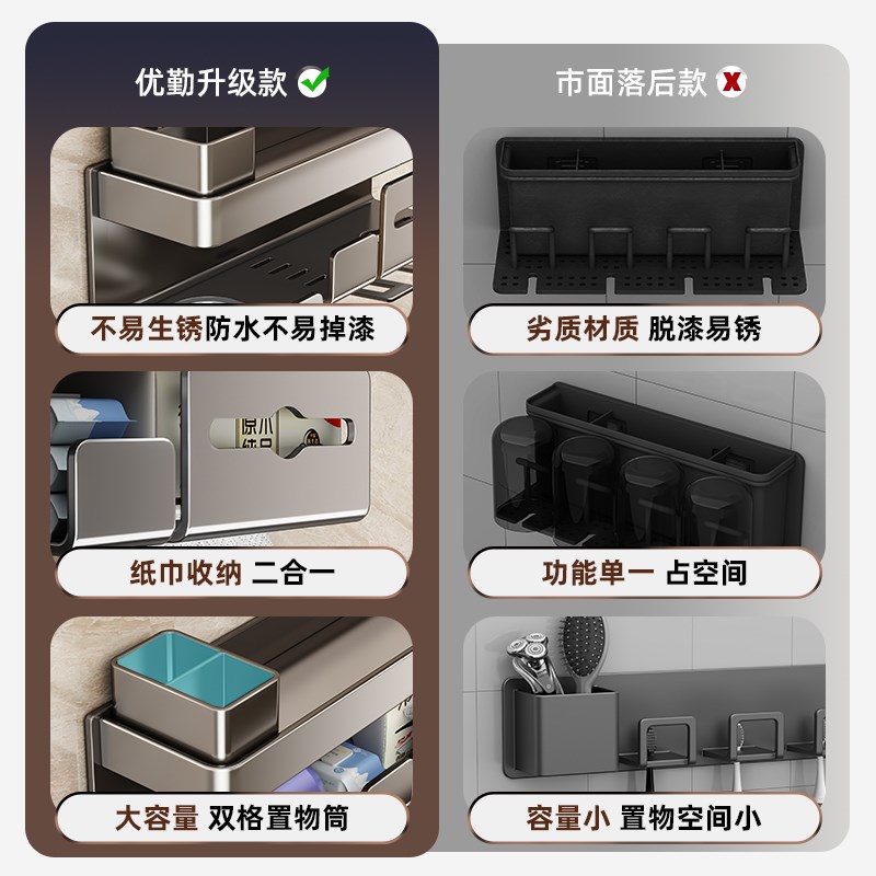 优勤吹风机置物架免打孔卫生间电吹F风挂架吹风筒支架浴室收纳架